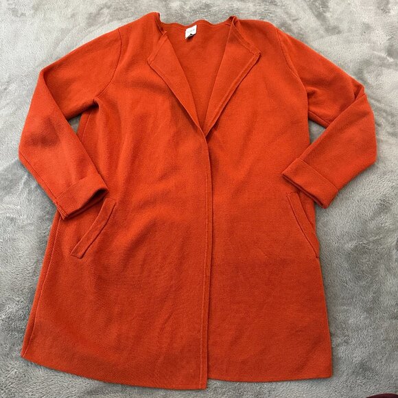 J Crew Factory Orange Vanessa Sweater Jacket Open Cardigan SMALL - Picture 1 of 7